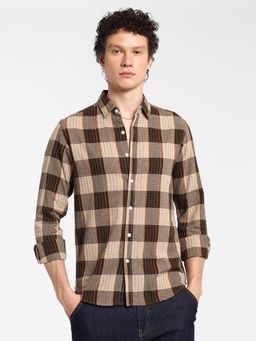 Campus Sutra - Men's Chocolate Brown Chalk-Buffalo Check Shirt