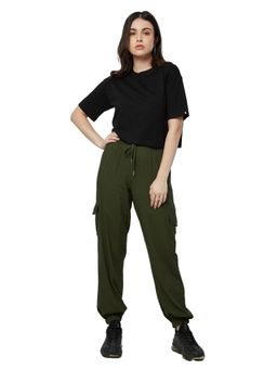 The Souled Store - Original Solids Black and Olive Cotton Women Co-Ord (Set of 2)