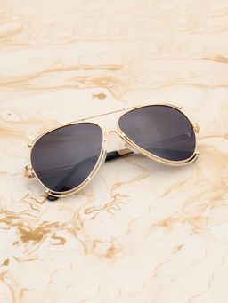 TED SMITH - Metal Black Pilot Sunglass for Unisex-Aeronaut_C3 (62)