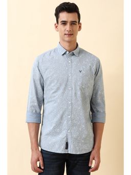 Allen Solly - Blue Cotton Blend Full Sleeves Shirt