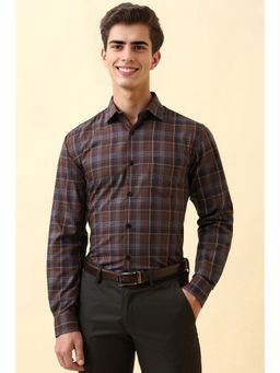 Allen Solly - Brown Cotton Full Sleeves Shirt