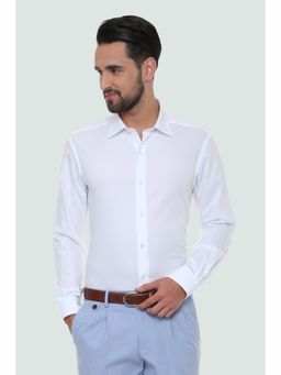 Louis Philippe - White Cotton Full Sleeves Shirt