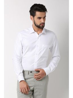 Louis Philippe - White Cotton Full Sleeves Shirt