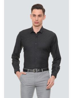 Louis Philippe - Black Cotton Blend Full Sleeves Shirt