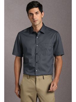 Louis Philippe - Grey Cotton Half Sleeves Shirt