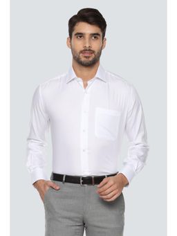 Louis Philippe - White Cotton Blend Full Sleeves Shirt