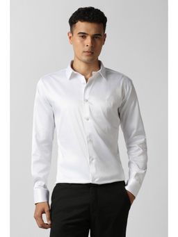 Van Heusen - White Polyester Blend Full Sleeves Shirt