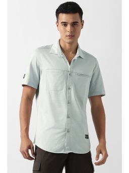 Van Heusen - Grey Polyester Blend Half Sleeves Shirt