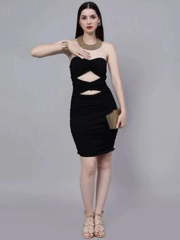 ANNY - Women Black Front Cutout Dress