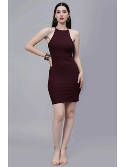 ANNY - Women Burgundy Sexy Bodycon Halter Short Dress