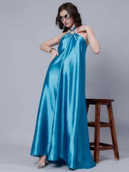 ANNY - Women Blue Elegant Flowy Dress