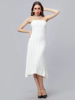 ANNY - Women White Cable Knitted Dress