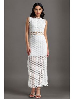 ANNY - Women White Lace Sleeveless Dress