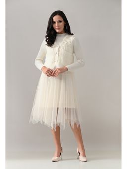 ANNY - Women Off White Eclipse Dress with Vest Coat