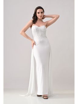ANNY - Women White Lycra Corset Dress