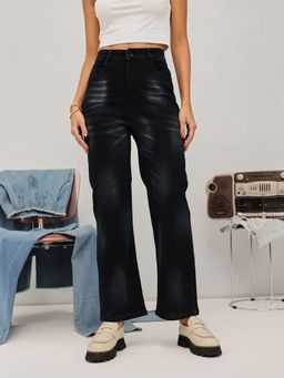 STREET 9 - Black Bootcut Solid Jeans