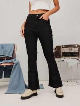 STREET 9 - Women Black Bootcut Solid Jeans