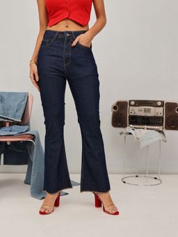 STREET 9 - Blue Bootcut Solid Jeans