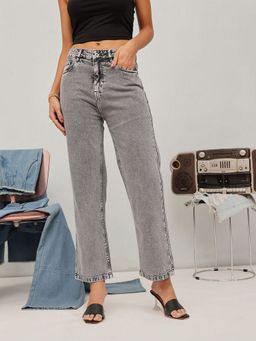 STREET 9 - Grey Straight Solid Jeans