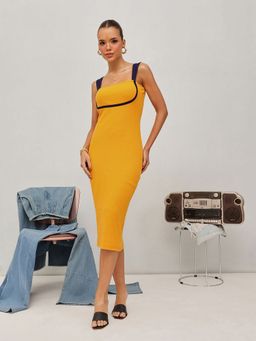 STREET 9 - Women Mustard Cotton Bodycon Dress