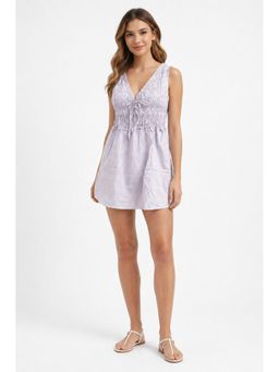 NOBARR - Women Lavender Cotton Smocked A-Line Dress