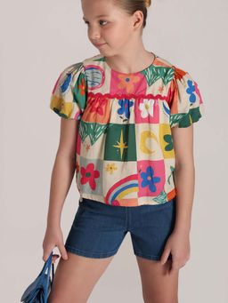 VERO MODA - Puff Sleeves Printed Top