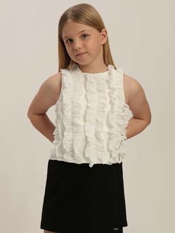 VERO MODA - White Ruffle Sleeveless Top