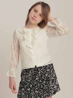 VERO MODA - Off-White Lace Ruffle Top