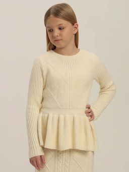 VERO MODA - Beige Knitted Full Sleeves Sweater