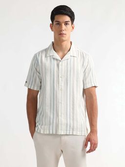 Arrow Sports - Men's Vertical Striped Cuban Casual Shirt