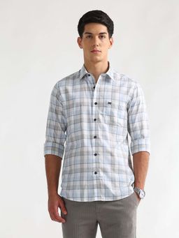 Arrow Sports - Men's Herringbone Tartan Checked Casual Shirt