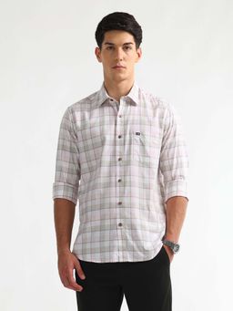 Arrow Sports - Men's Herringbone Tartan Checked Casual Shirt