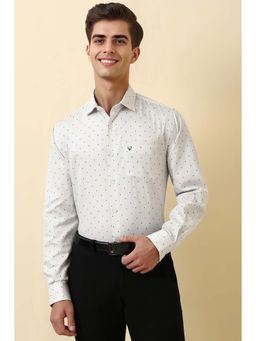 Allen Solly - Men White Print Full Sleeves Formal Shirt