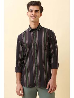 Allen Solly - Men Brown Stripe Full Sleeves Casual Shirt
