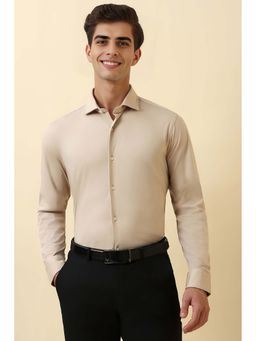 Allen Solly - Men Beige Solid Full Sleeves Formal Shirt