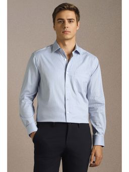 Louis Philippe - Men Light Blue Stripe Full Sleeves Formal Shirt