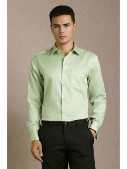 Louis Philippe - Men Green Textured Full Sleeves Formal Shirt