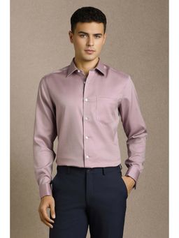 Louis Philippe - Men Mauve Textured Full Sleeves Formal Shirt