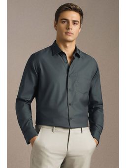 Louis Philippe - Men Grey Solid Full Sleeves Formal Shirt