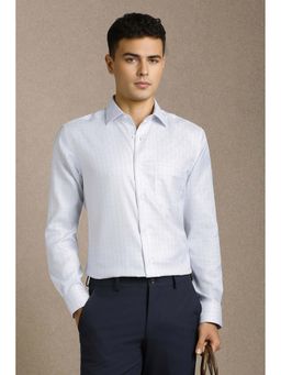 Louis Philippe - Men White Textured Full Sleeves Formal Shirt