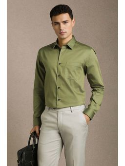 Louis Philippe - Men Olive Solid Full Sleeves Formal Shirt