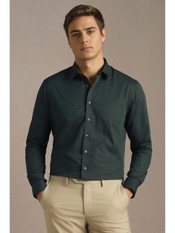 Louis Philippe - Men Green Print Full Sleeves Formal Shirt