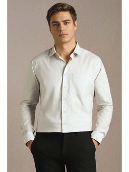 Louis Philippe - Mens Grey Printed Easy to Iron Cotton Slim fit Formal Shirt