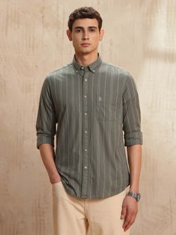 U.S. Polo Assn. Denim Co. - Men's Vertical Striped Legend Of Horseshoe Casual Shirt