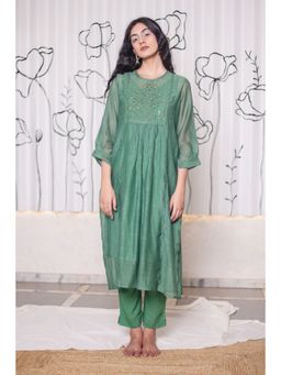 Tatwa Designs - Bottle Green Paarijaat Kurta (Set of 3)