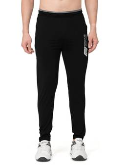 BULLMER - Black Trendy Printed Cotton Blend Active Athleisure Trackpant for Men