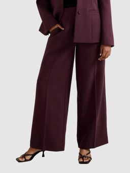 Forever New - Maroon Lee Petite Wide Leg Trousers