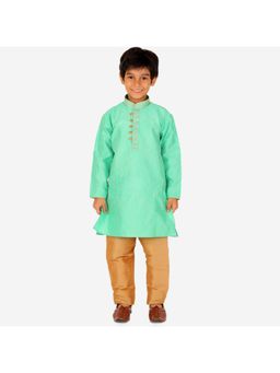 Pro Ethic Style Developer - Boys Ethnic Wear Silk Kurta Pajama - Green
