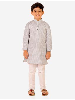 Pro Ethic Style Developer - Boys Ethnic Wear Cotton Stripes Kurta Pyjama - Black