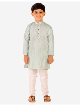 Pro Ethic Style Developer - Boys Ethnic Wear Cotton Stripes Kurta Pyjama - Green